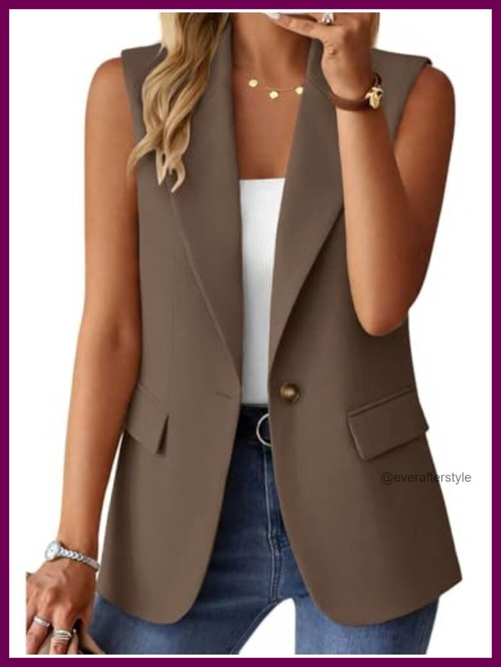 Women's Sleeveless Vest Open Front Lightweight Blazer Jacket Business Casual